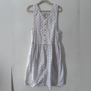 Erika White Cotton Button-Front Dress with Multicolor Floral Dots